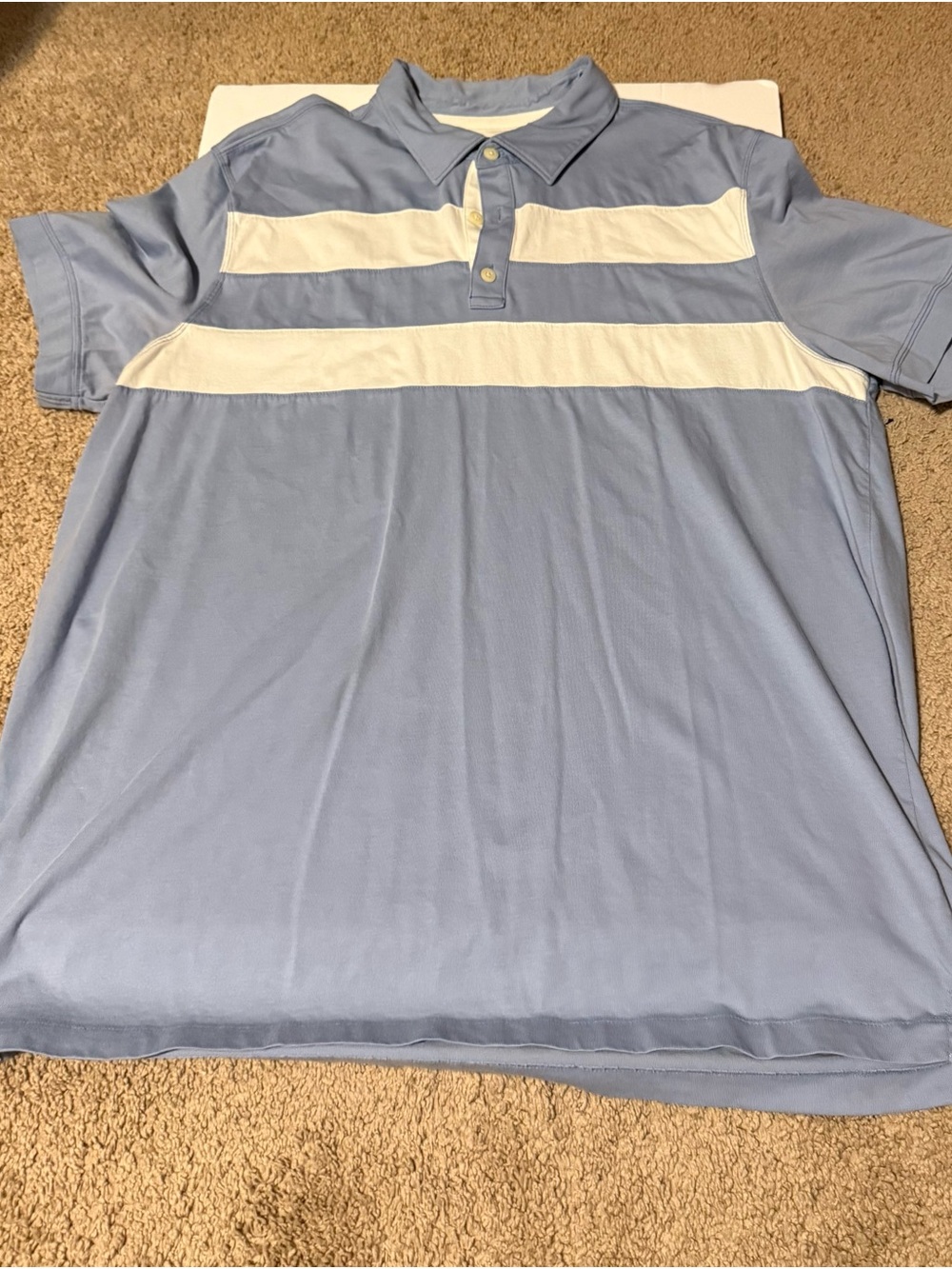 Banana Republic Light Blue Polo with White Chest Stripes